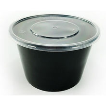 500ml, 650ml, 750ml, Black Round Disposable Plastic Food Container with Lid